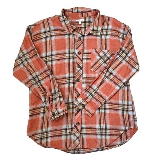 Maurice's Orange Plaid Flannel Size XL - Picture 1 of 3